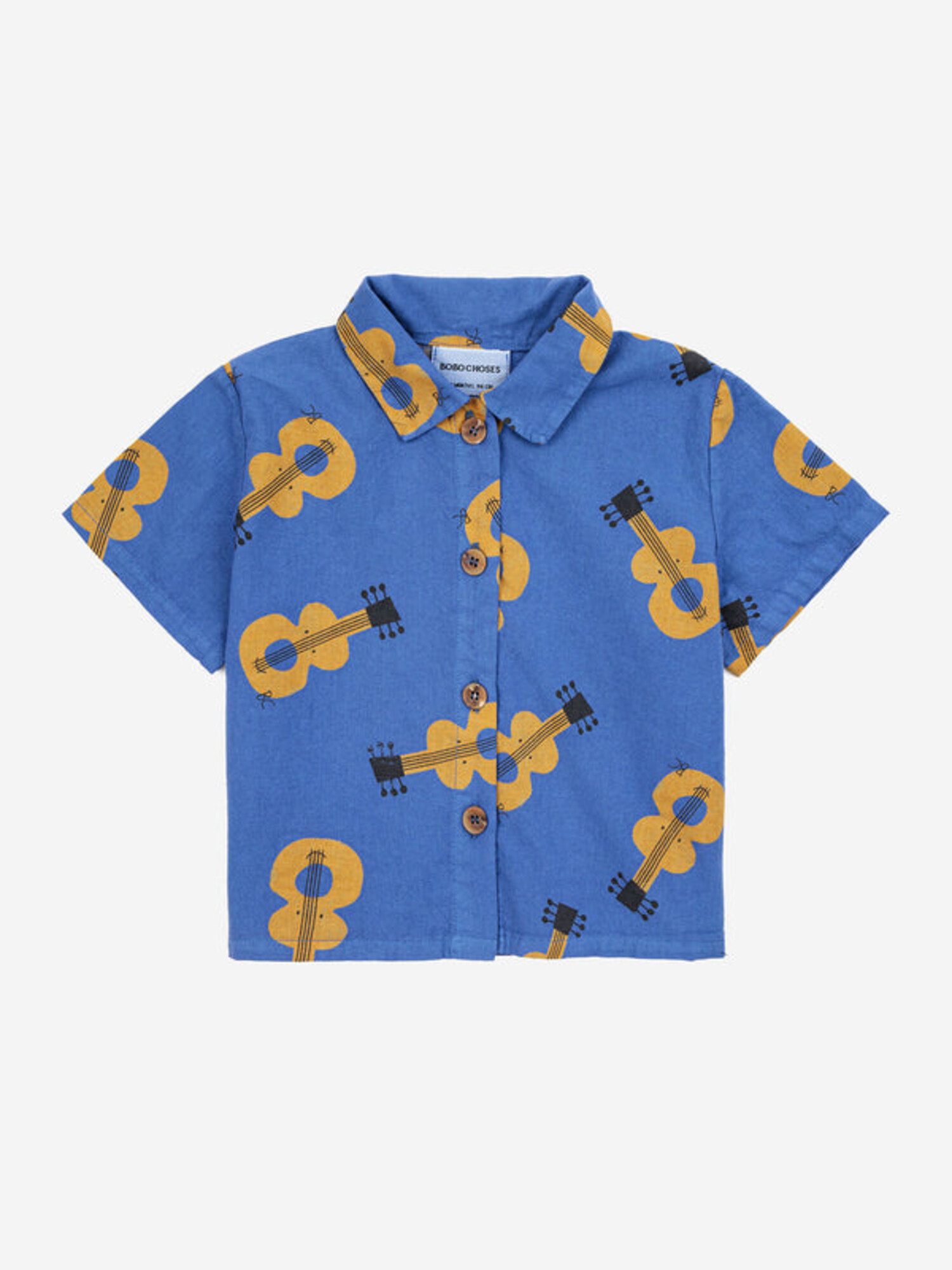 Bobo Choses Baby Acoustic Guitar Woven Shirt - Yellow Turtle