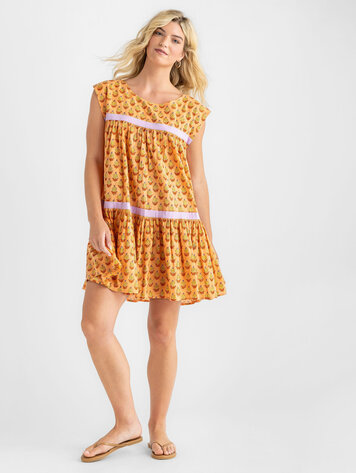 Pink Chicken Pink Chicken Womens Short Krista Dress - Orange Dalhia Pink Chicken Pink Chicken Womens Short Krista Dress - Orange Dalhia