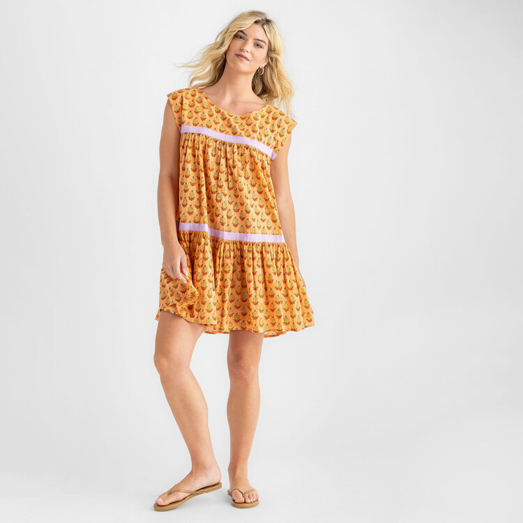 Pink Chicken Pink Chicken Womens Short Krista Dress - Orange Dalhia