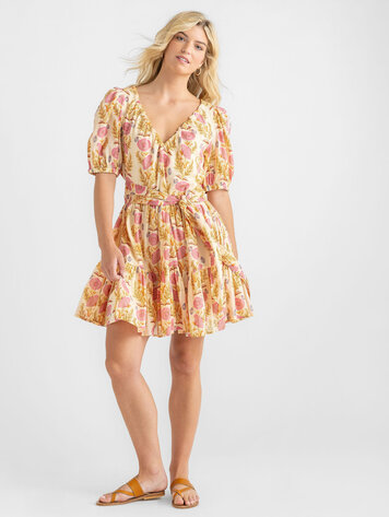 Pink Chicken Pink Chicken Womens Emily Dress - Pink Gilded Floral Pink Chicken Pink Chicken Womens Emily Dress - Pink Gilded Floral