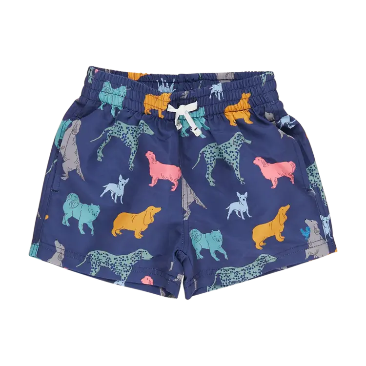 Pink Chicken Pink Chicken Kids Swim Trunk - Navy Dogs