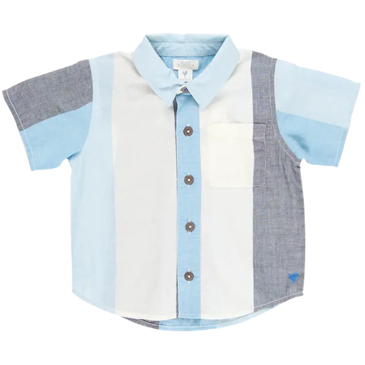 Blue Rooster (Pink Chicken) Pink Chicken Boys Jack Shirt - Ocean Stripe