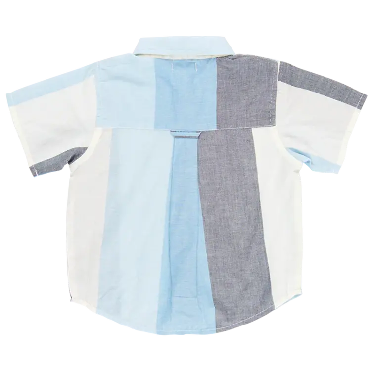 Blue Rooster (Pink Chicken) Pink Chicken Boys Jack Shirt - Ocean Stripe