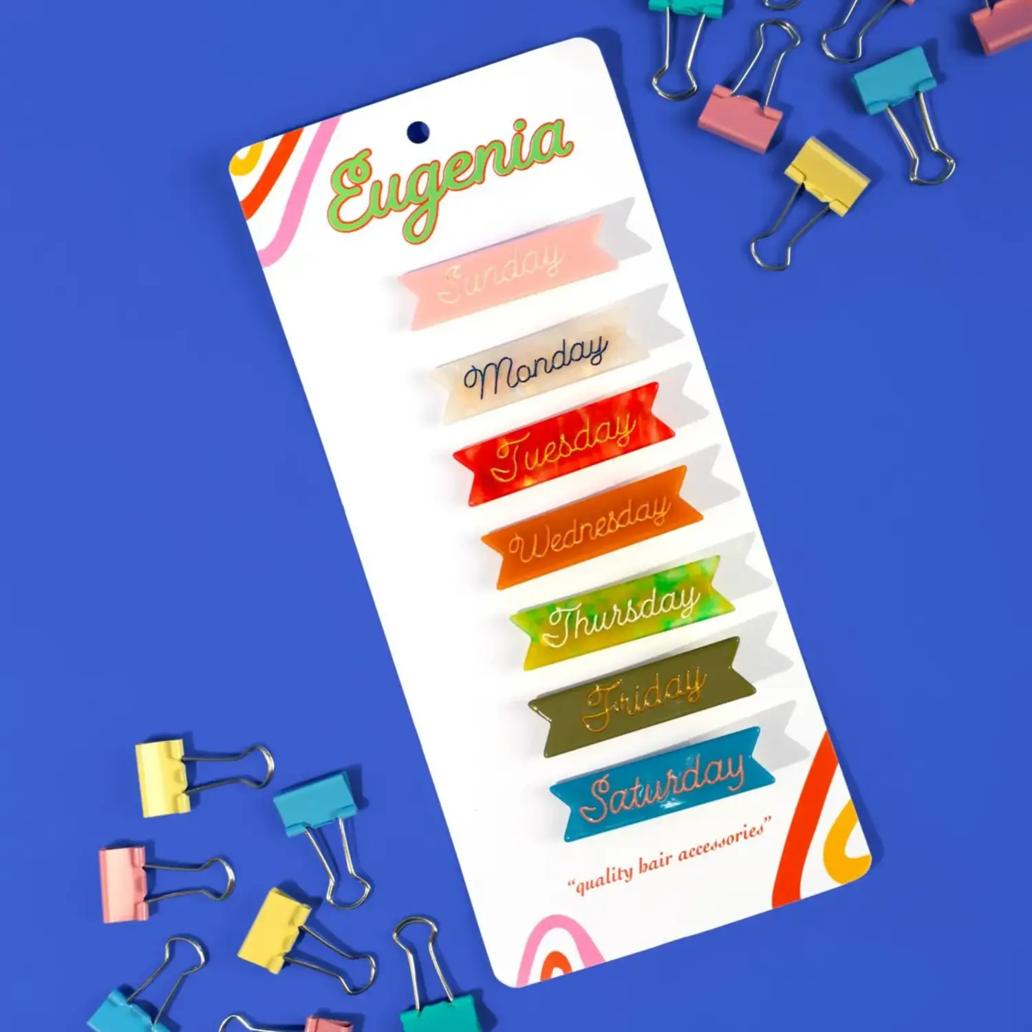 Eugenia Kids Hair Clip - DAYS OF THE WEEK - Yellow Turtle