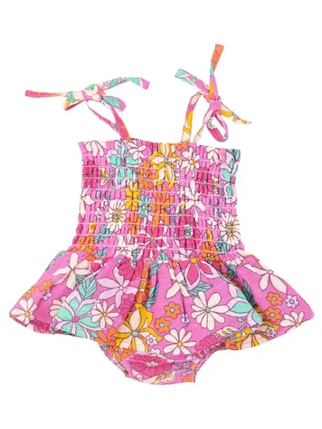 Angel Dear Angel Dear Baby Smocked Bubble w/ Skirt - Tropical Retro Floral
