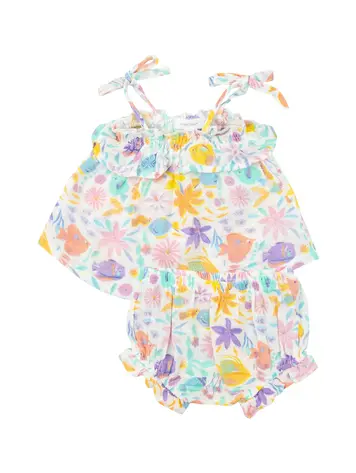 Angel Dear Angel Dear Baby Ruffle Top & Bloomer - Tropical Fish Floral