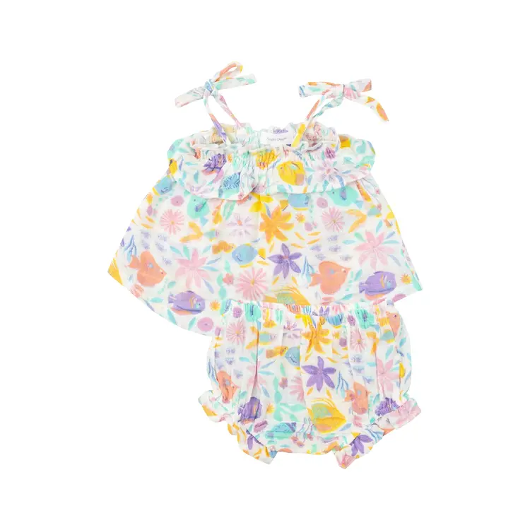 Angel Dear Angel Dear Baby Ruffle Top & Bloomer - Tropical Fish Floral