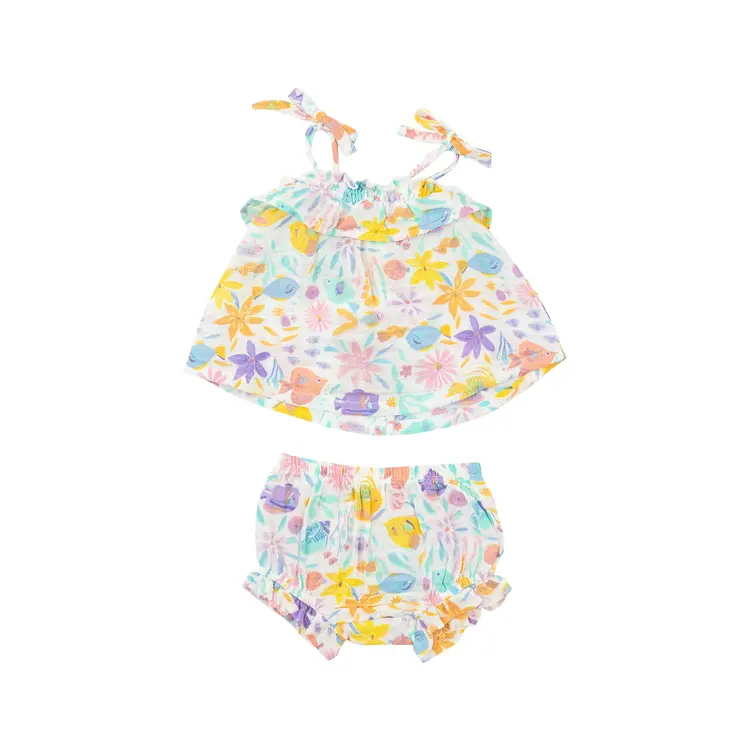 Angel Dear Angel Dear Baby Ruffle Top & Bloomer - Tropical Fish Floral