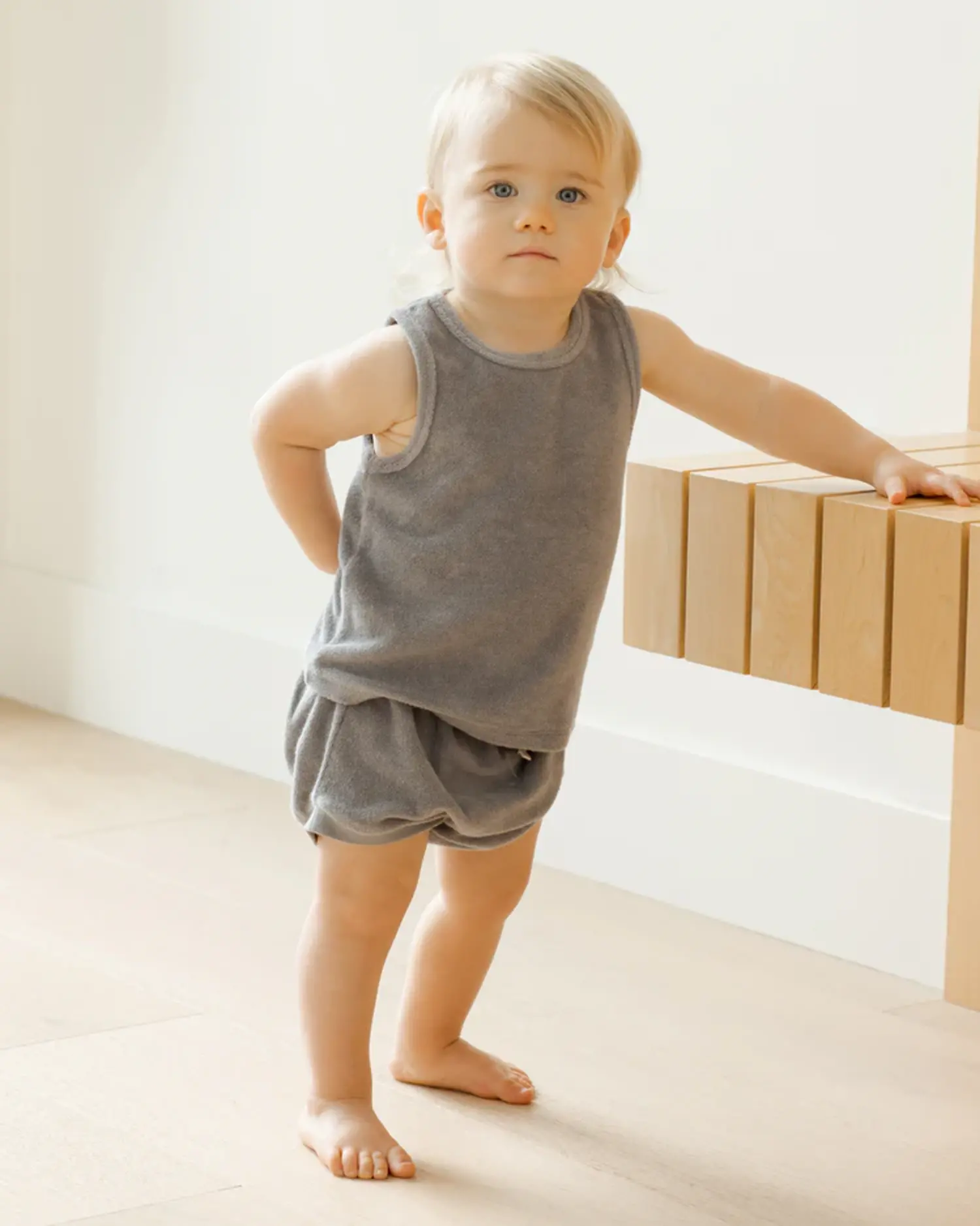 Quincy Mae Terry Tank & Short Set - Lagoon - Yellow Turtle