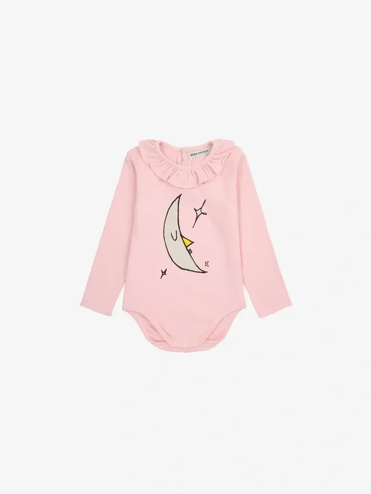 Bobo Choses Bobo Choses Baby Ruffle Onesie - Beneath The Moon Pink