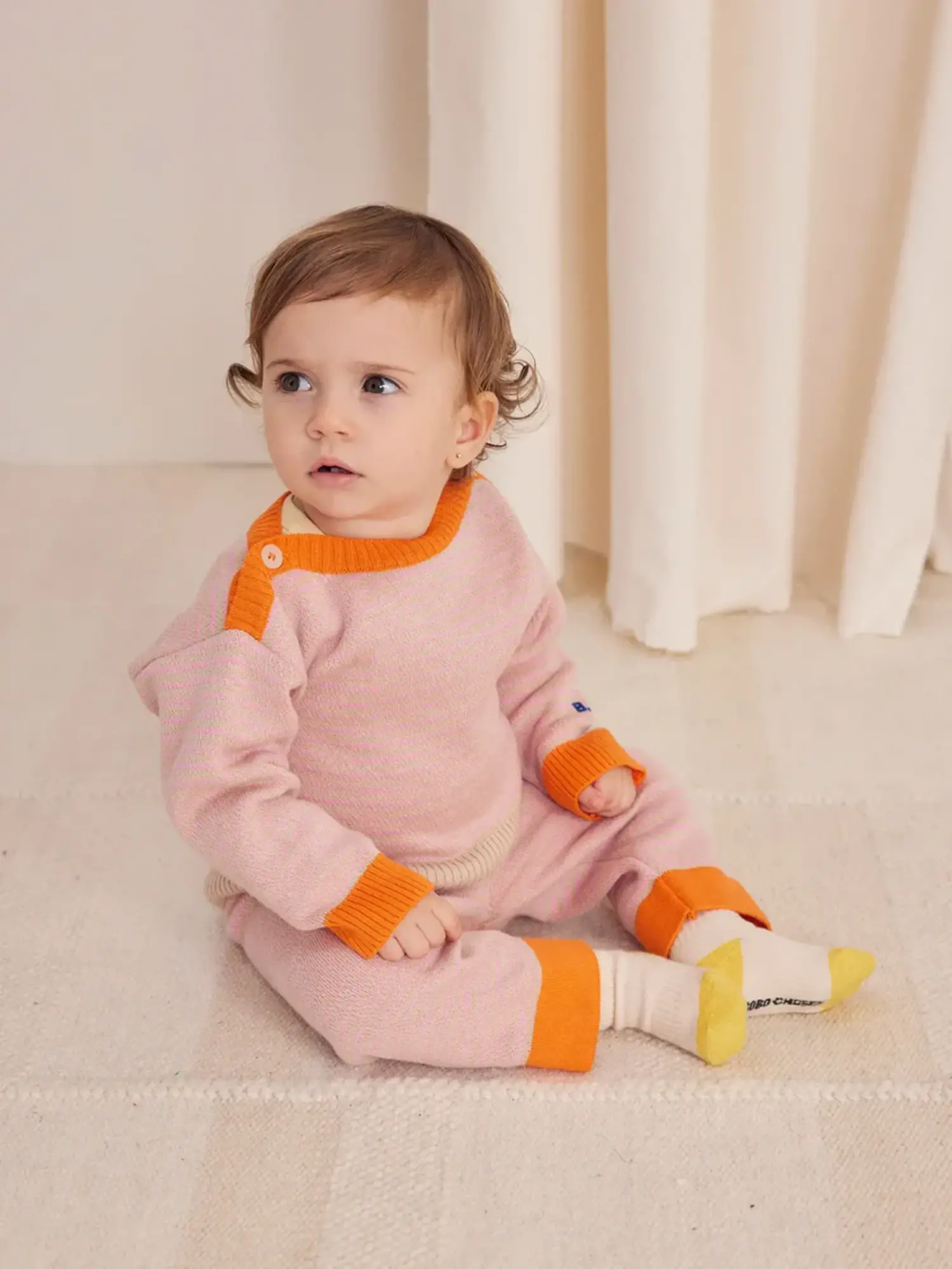 Bobo Choses Baby Jumper Pink Stripes Yellow Turtle