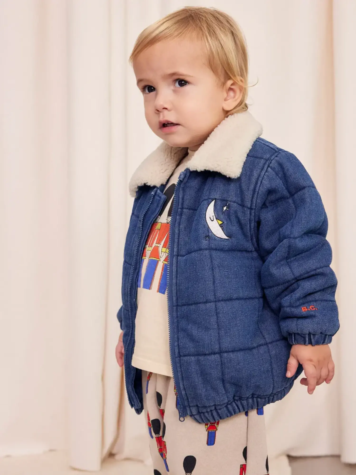 Bobo Choses Baby Quilted Denim Jacket Yellow Turtle