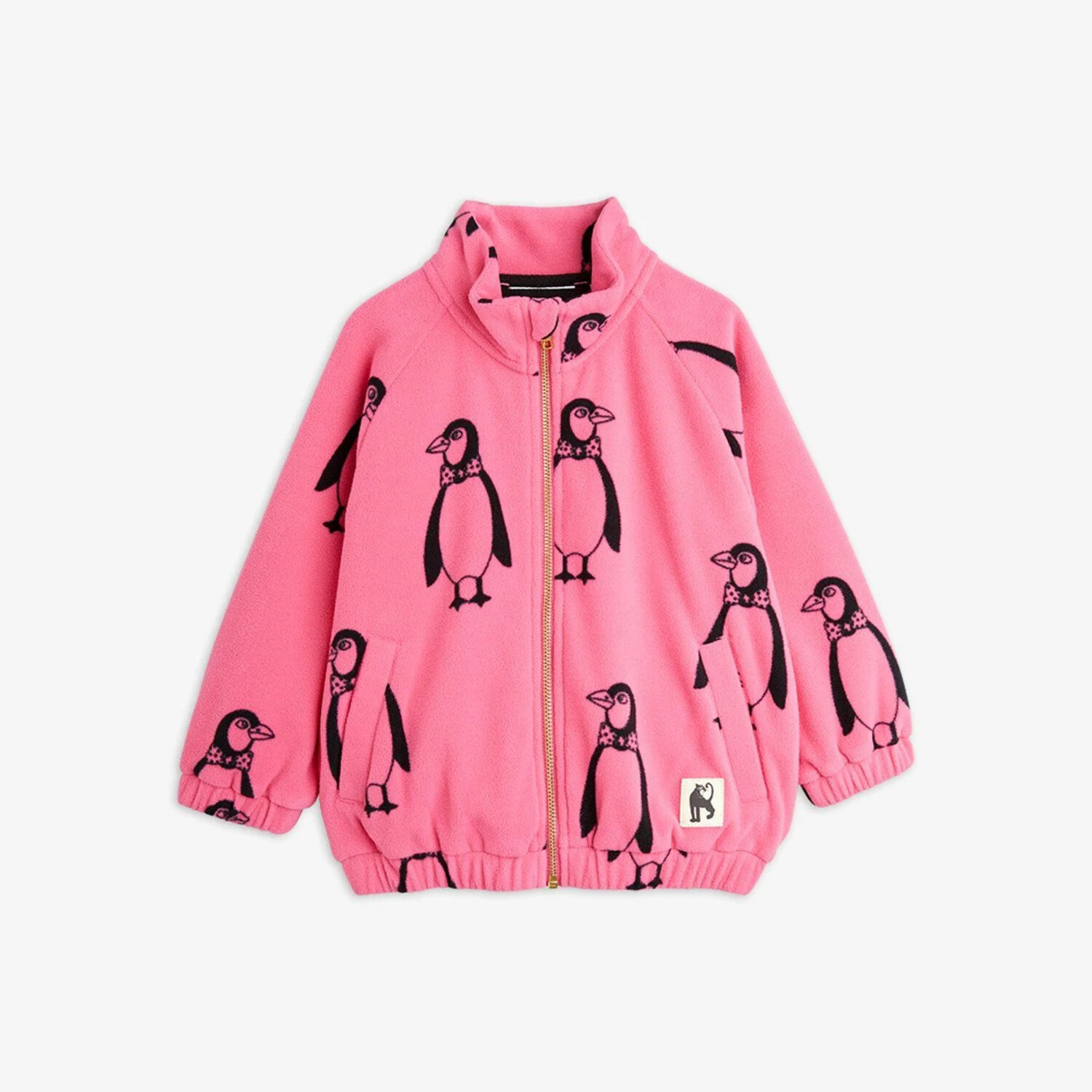 Mini Rodini Kids Penguin Fleece Jacket- Pink - Yellow Turtle