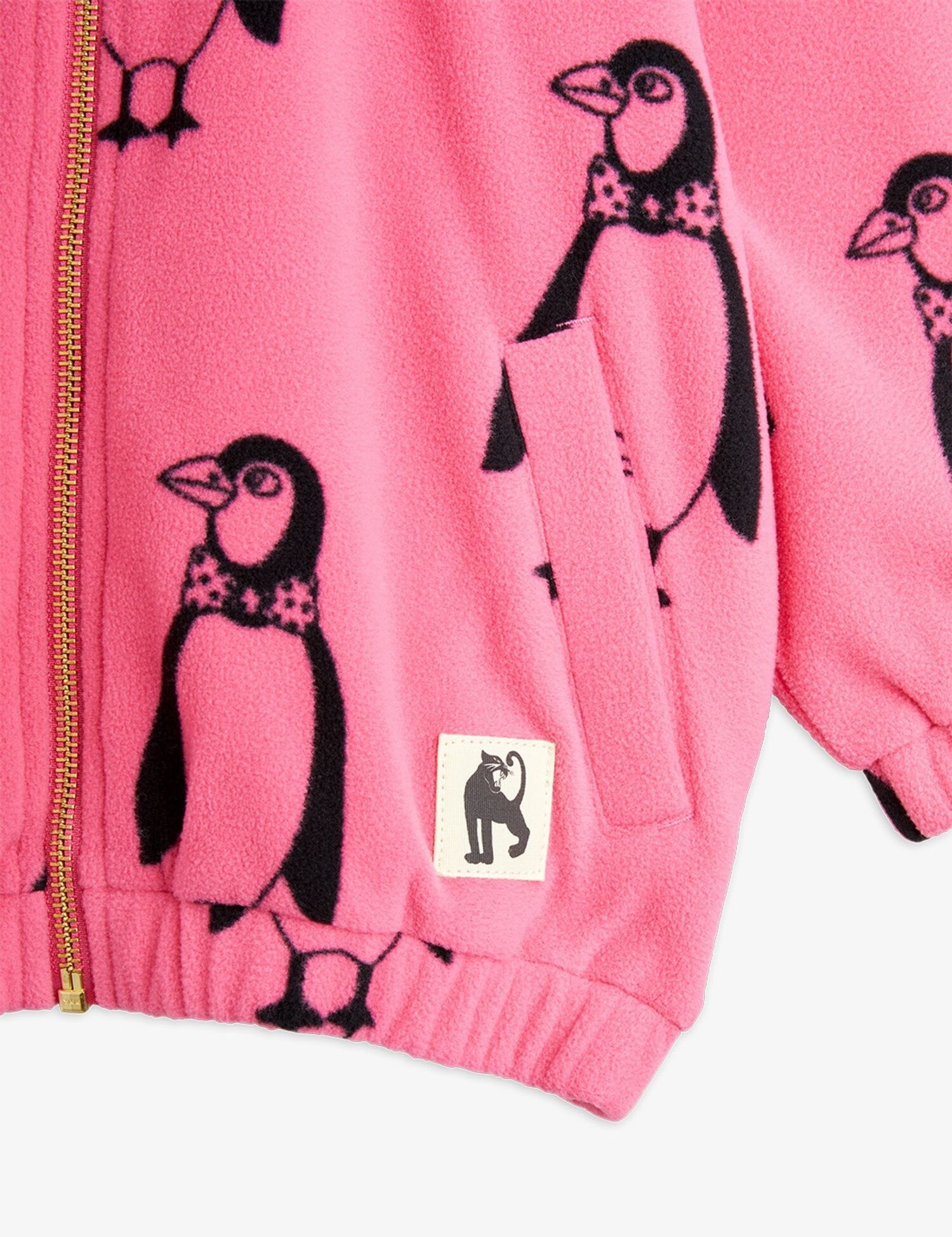 Mini Rodini Kids Penguin Fleece Jacket- Pink - Yellow Turtle
