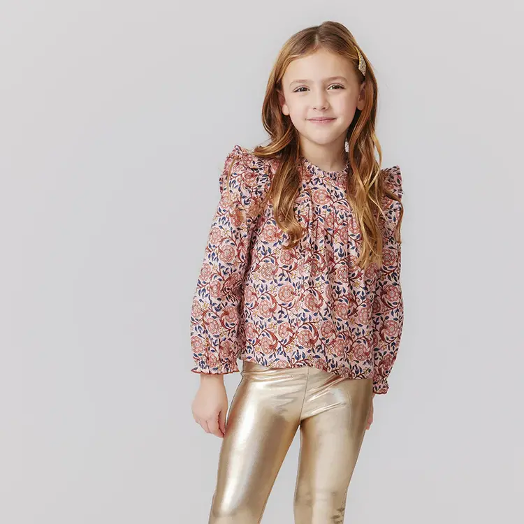 Pink Chicken Pink Chicken Girls Lame Legging - Light Gold