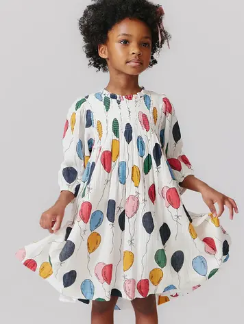 Pink Chicken Pink Chicken Girls Stevie Puff Sleeve Dress - Balloon Bunches Pink Chicken Pink Chicken Girls Stevie Puff Sleeve Dress - Balloon Bunches