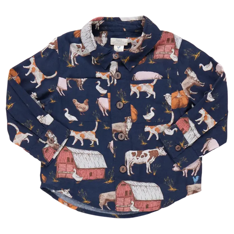 Blue Rooster (Pink Chicken) Blue Rooster Boys Jack Shirt - On The Farm