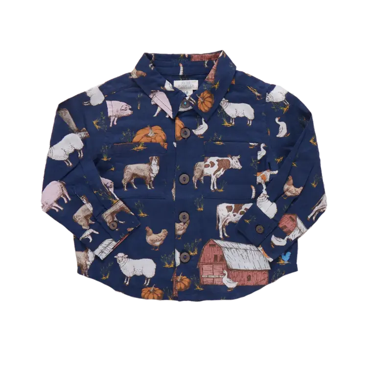 Blue Rooster (Pink Chicken) Blue Rooster Boys Jack Shirt - On The Farm