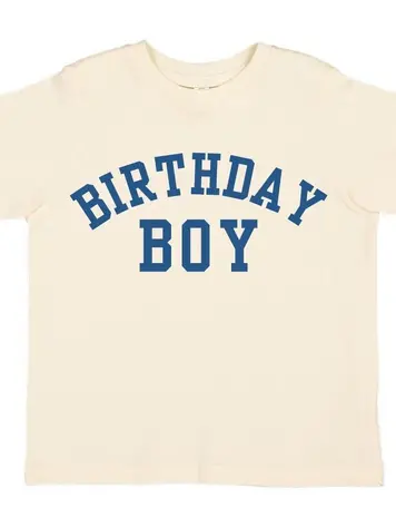 Sweet Wink Kids Birthday Boy Varsity Tee - Natural