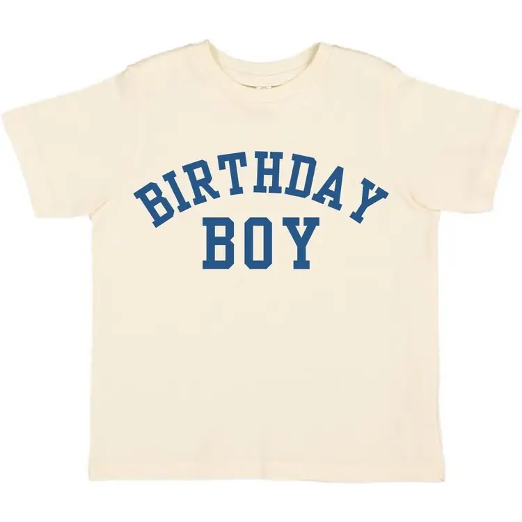 Sweet Wink Kids Birthday Boy Varsity Tee - Natural