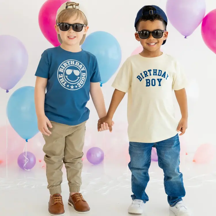 Sweet Wink Kids Birthday Boy Varsity Tee - Natural