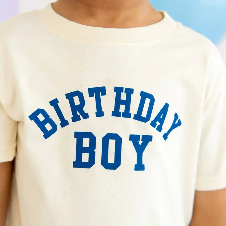 Sweet Wink Kids Birthday Boy Varsity Tee - Natural