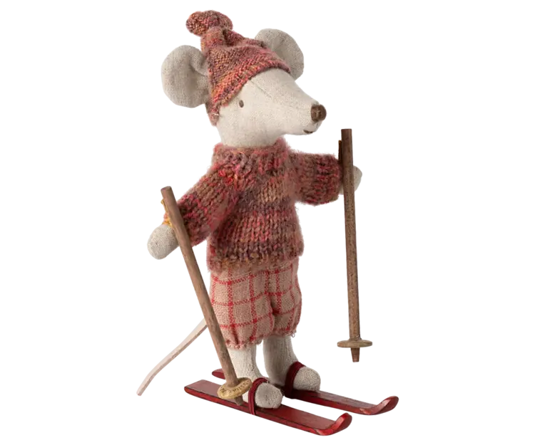Maileg Maileg Winter mouse with ski set, Big sister - Rose