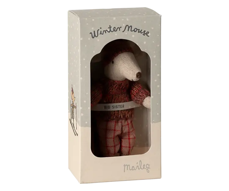 Maileg Maileg Winter mouse with ski set, Big sister - Rose