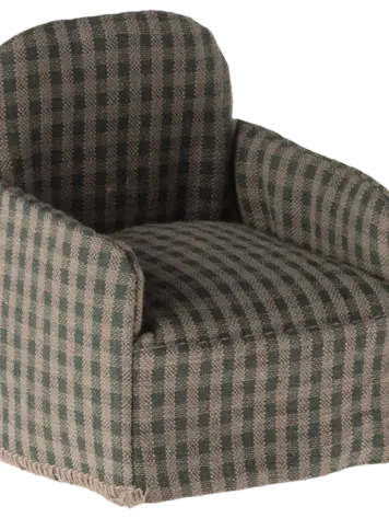 Maileg Maileg Chair, Mouse - Green Checker