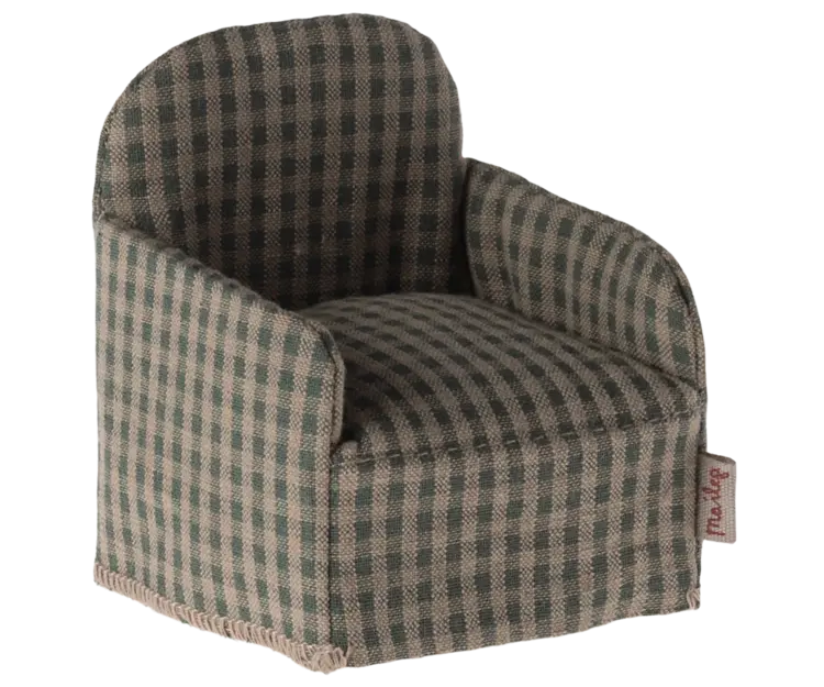 Maileg Maileg Chair, Mouse - Green Checker