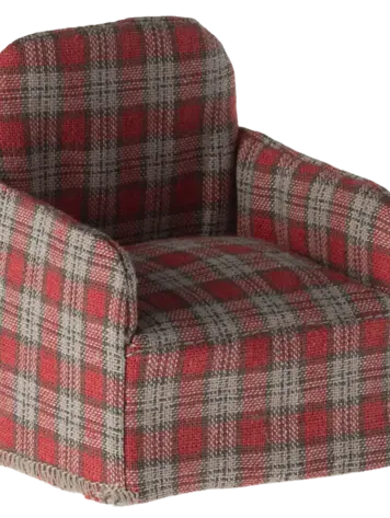 Maileg Maileg Chair, Mouse - Red Checker