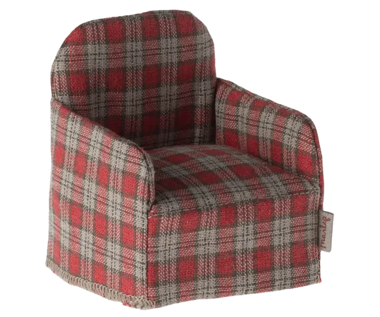 Maileg Maileg Chair, Mouse - Red Checker