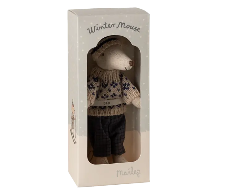 Maileg Maileg Winter mouse with ski set, Dad - Blue