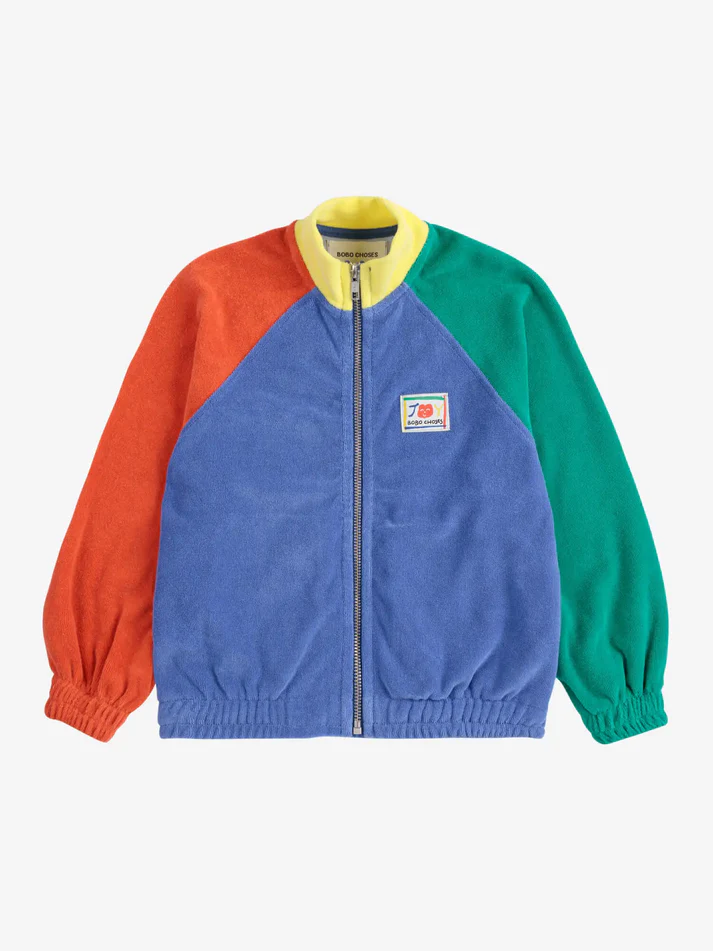 Bobo Choses Kids Smiling Color Block Terry Zip Sweatshirt