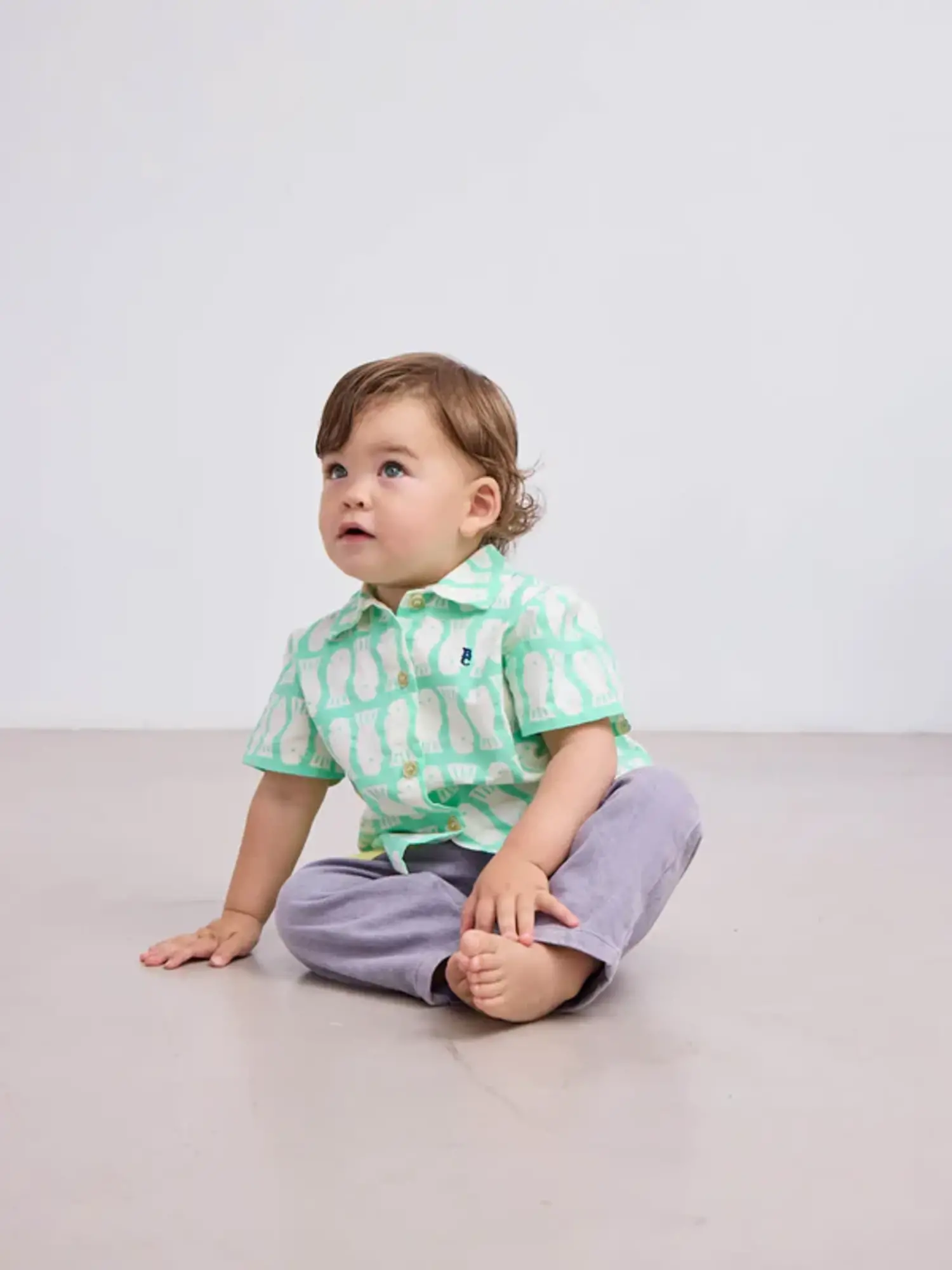 Bobo Choses Baby Lucky Fish All Over Woven Shirt - Yellow Turtle