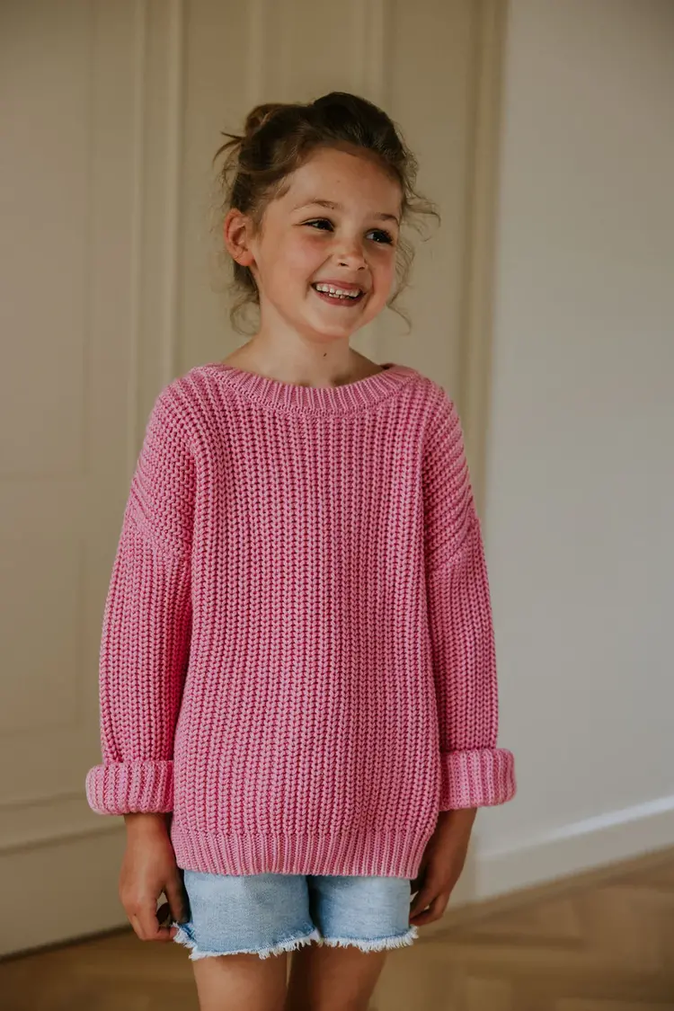 Yuki Yuki Kids Chunky Knitted Sweater - Bubble Gum Pink