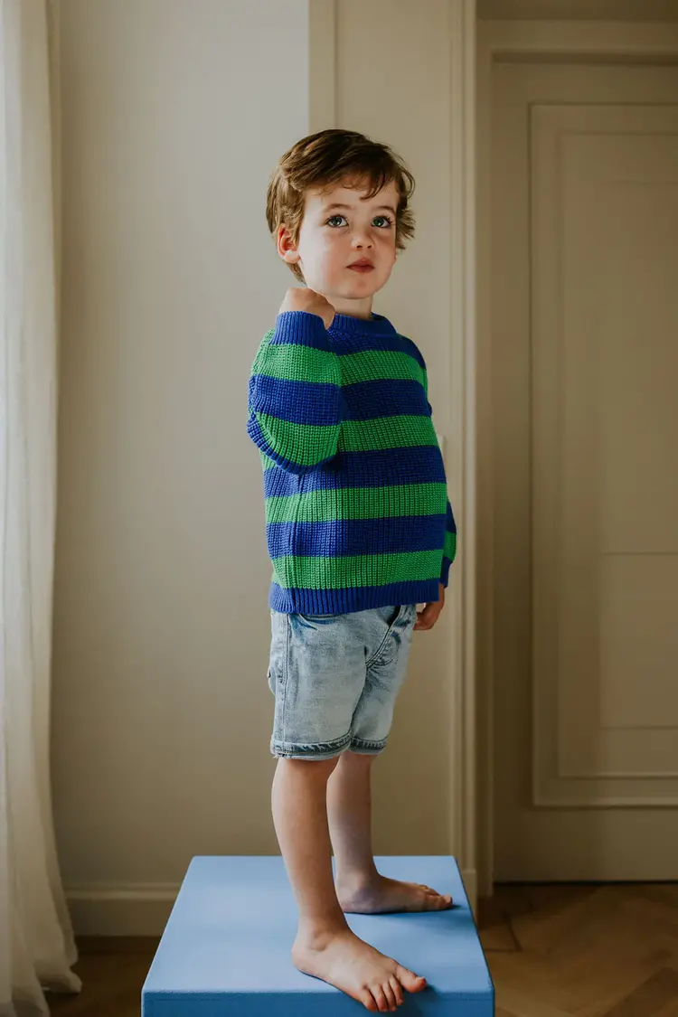 Yuki Yuki Kids Stripes Knitted Sweater - Peacock