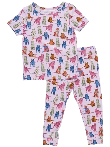 Pink Chicken Pink Chicken Kids Bamboo Pj Set - TABBY CATS Pink Chicken Pink Chicken Kids Bamboo Pj Set - TABBY CATS