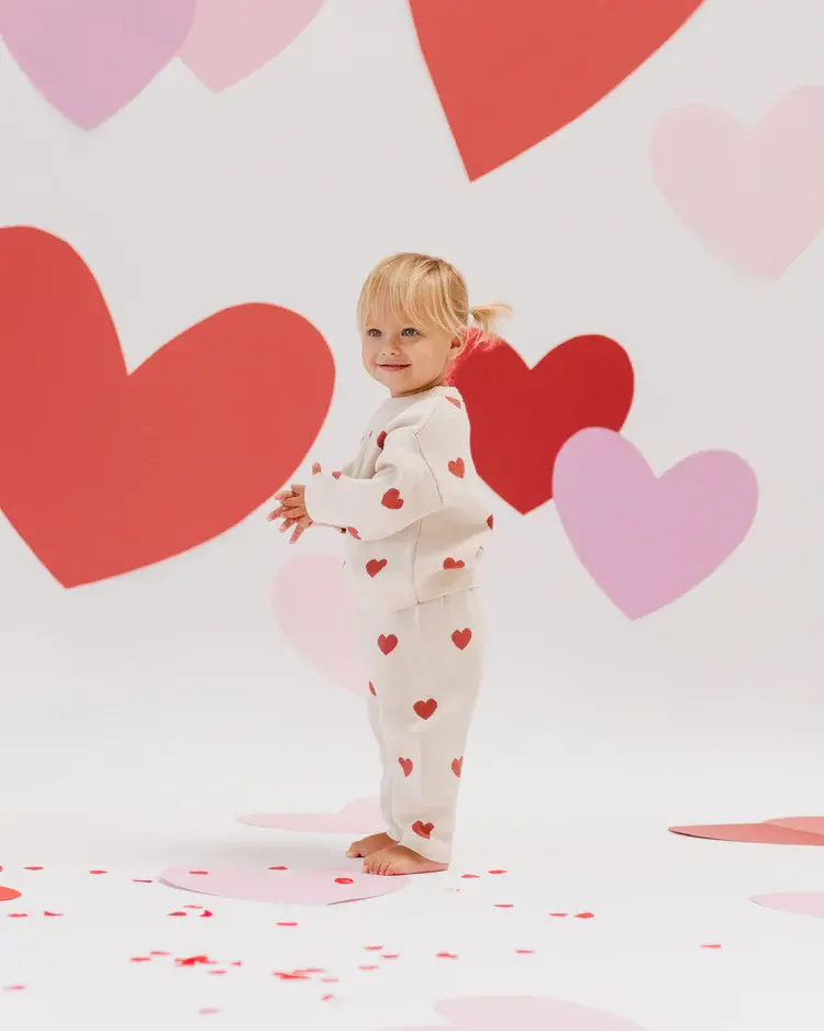 Quincy Mae Quincy Mae Heart Knit Pants || Natural