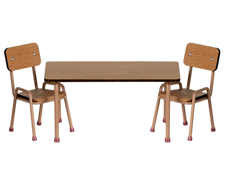 Maileg Maileg Table & Chair Set, Mouse - DARK POWDER