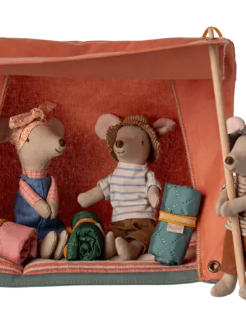 Maileg Maileg Happy Camper Tent, Mouse - CORAL