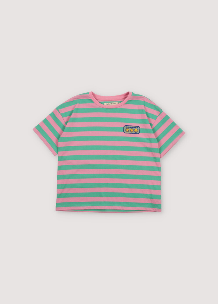 The New Society Smiley Stripes T-Shirt-HIBISCUS
