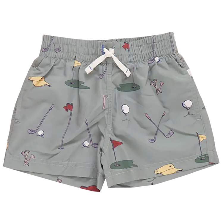 Blue Rooster (Pink Chicken) Blue Rooster Swim Trunk - Green Golf Tournament