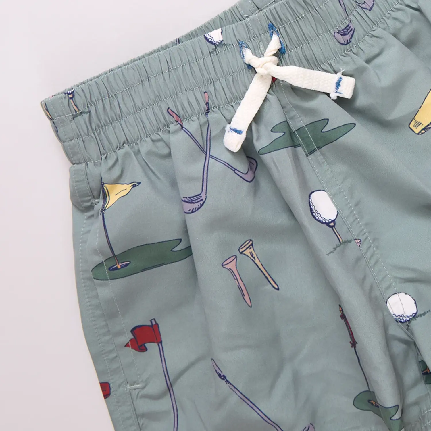 Blue Rooster Swim Trunk - Green Golf Tournament - Yellow Turtle