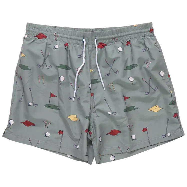 Blue Rooster (Pink Chicken) Blue Rooster Men's Swim Trunk - Green Golf Tournament