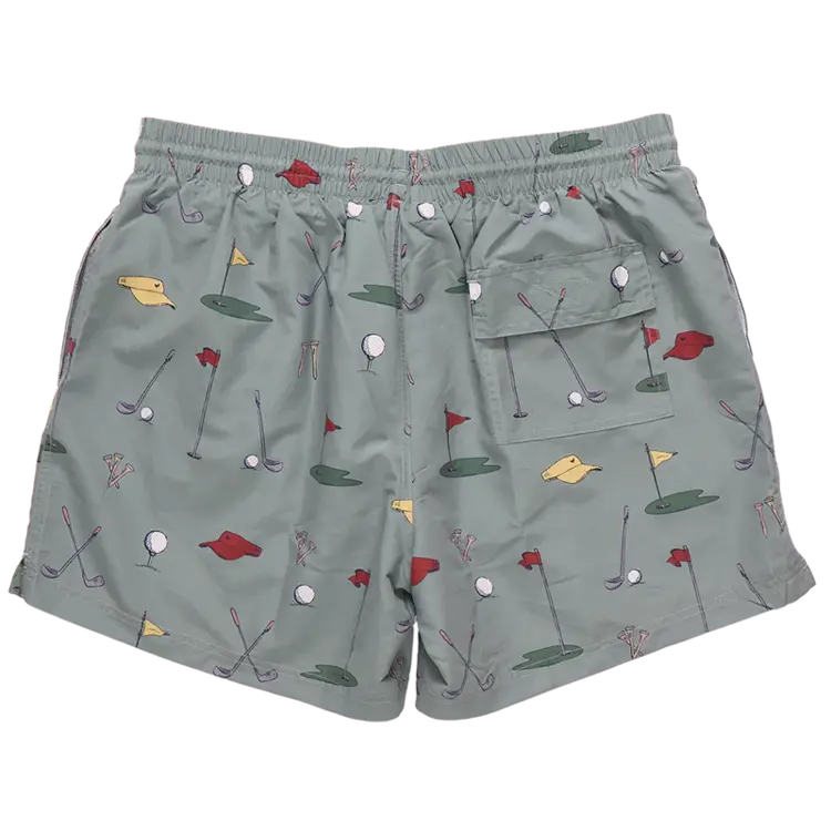 Blue Rooster (Pink Chicken) Blue Rooster Men's Swim Trunk - Green Golf Tournament
