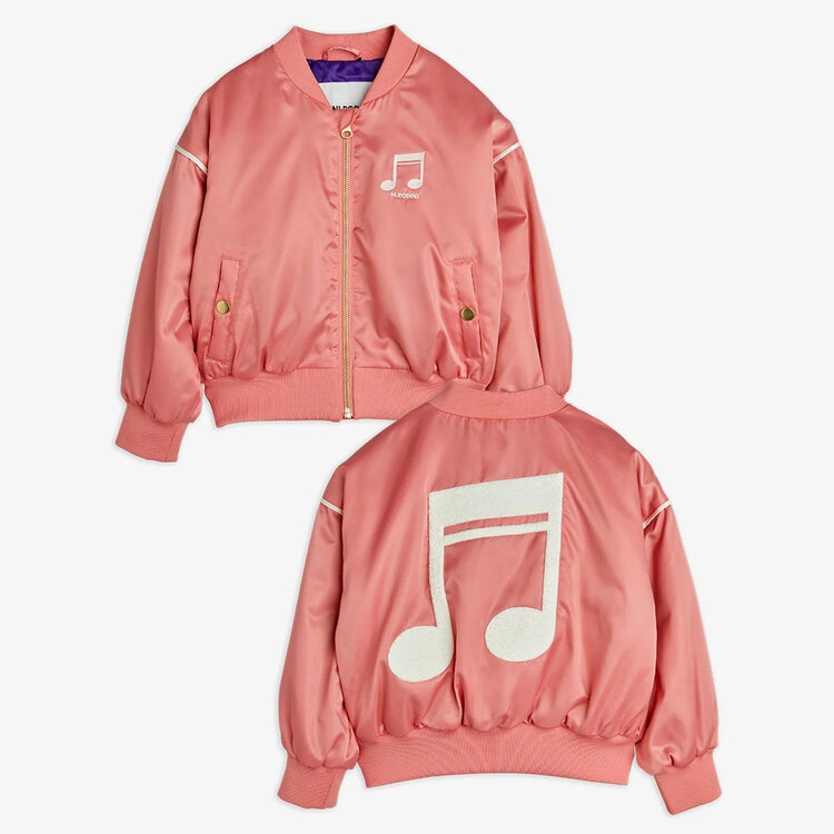 Mini Rodini Mini Rodini Note Satin Baseball Jacket-Pink