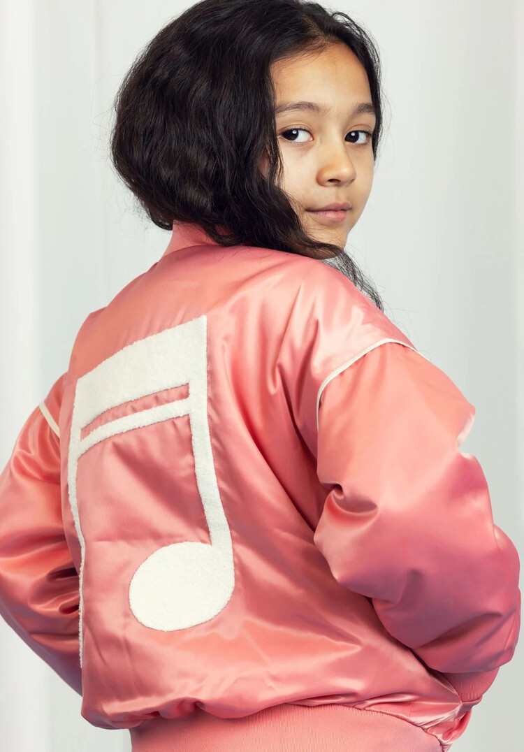 Mini Rodini Mini Rodini Note Satin Baseball Jacket-Pink