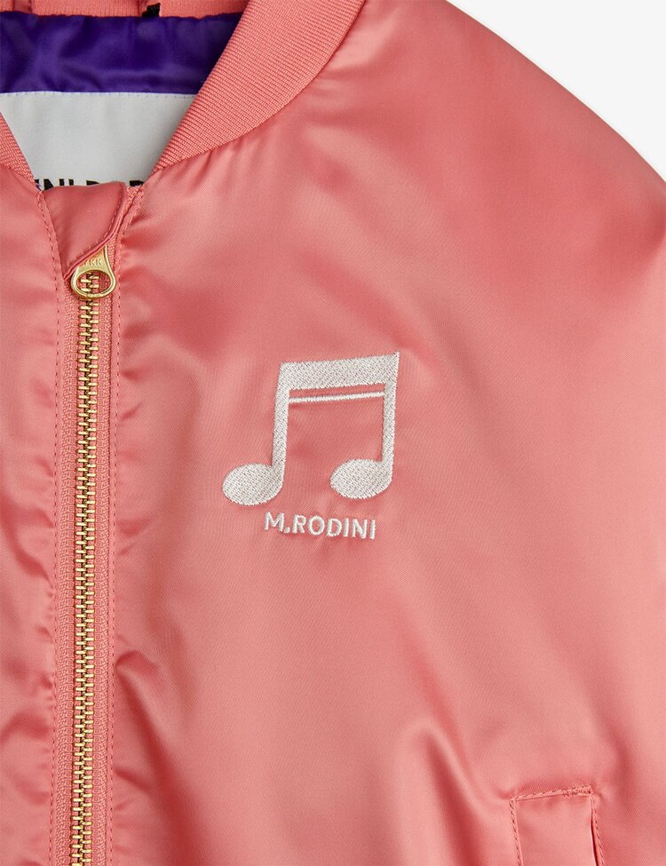 Mini Rodini Mini Rodini Note Satin Baseball Jacket-Pink