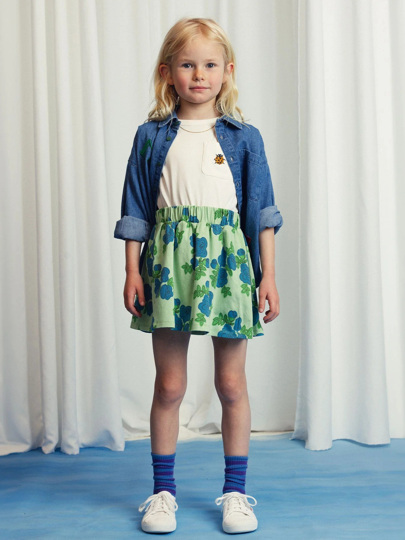 Mini Rodini Blue Roses Skirt - Yellow Turtle Mini Rodini Blue Roses Skirt - Yellow Turtle